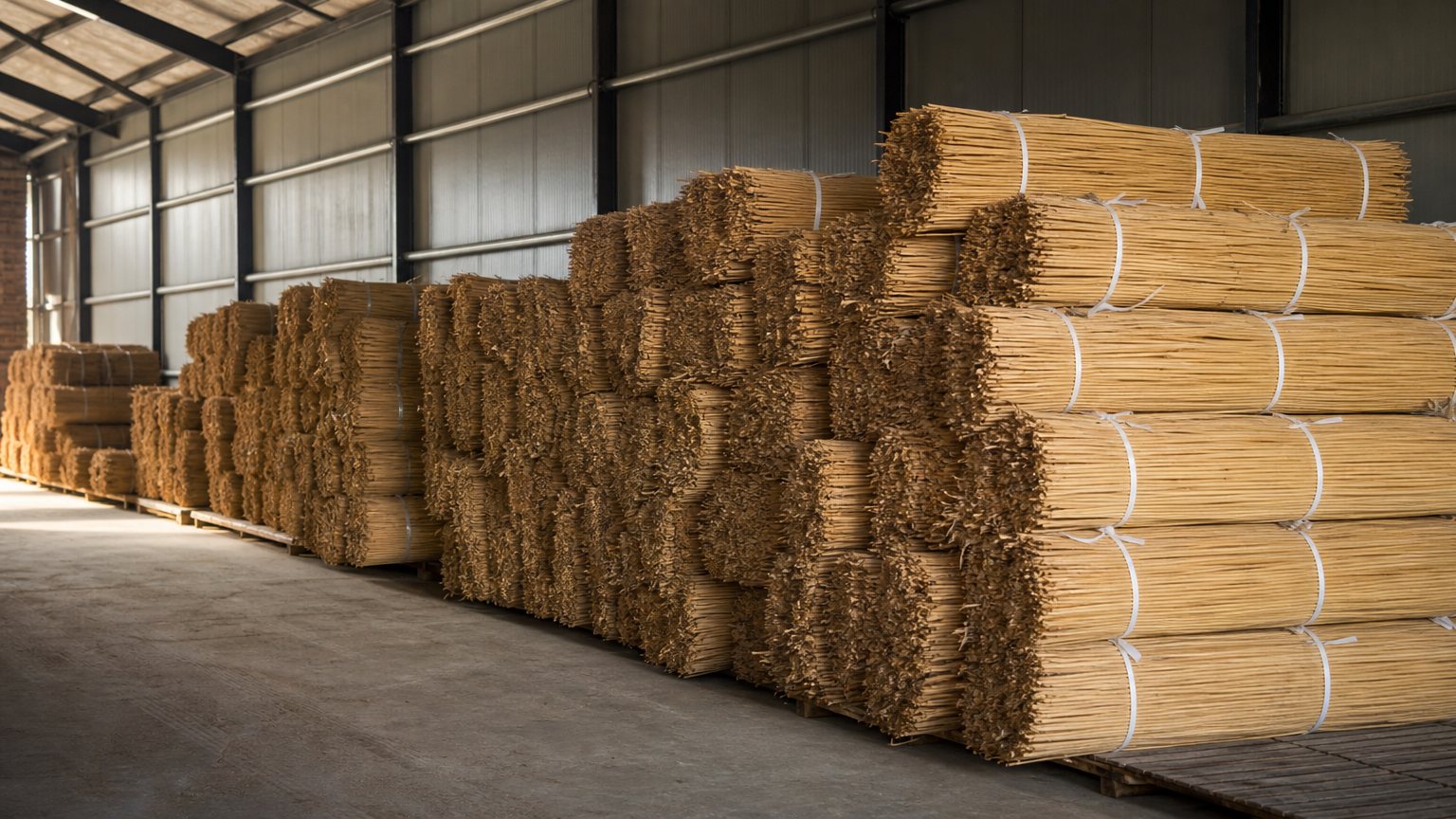 Premium water reed bundles prepared for export